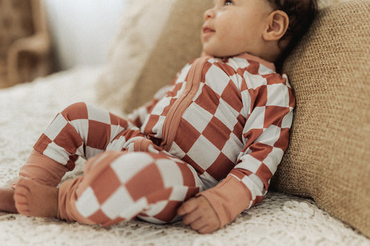 DS-Mauve Checkers Bamboo Romper