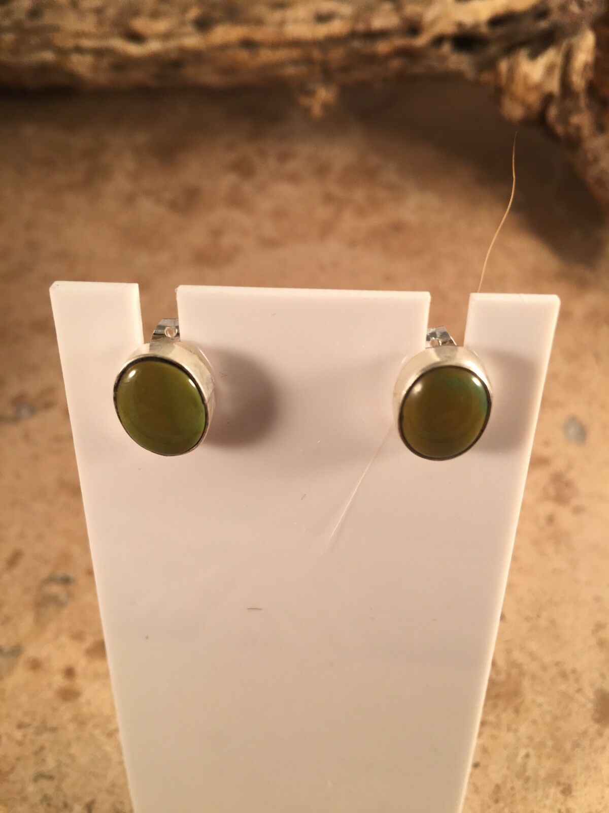 Handcrafted Turquoise and Sterling Silver Studs Signed -DS