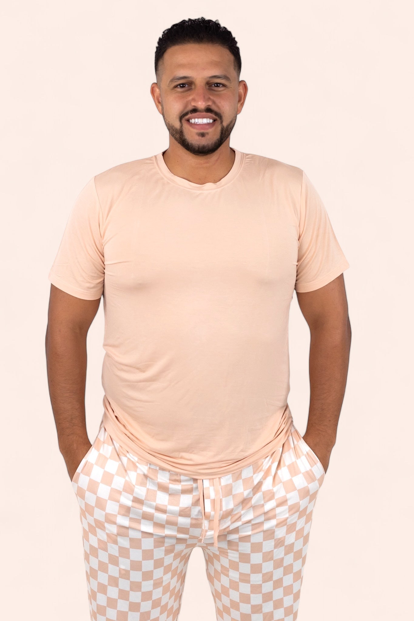 SANDY CHECKERS SHORT SLEEVE MEN'S DREAM JOGGER SET -DS