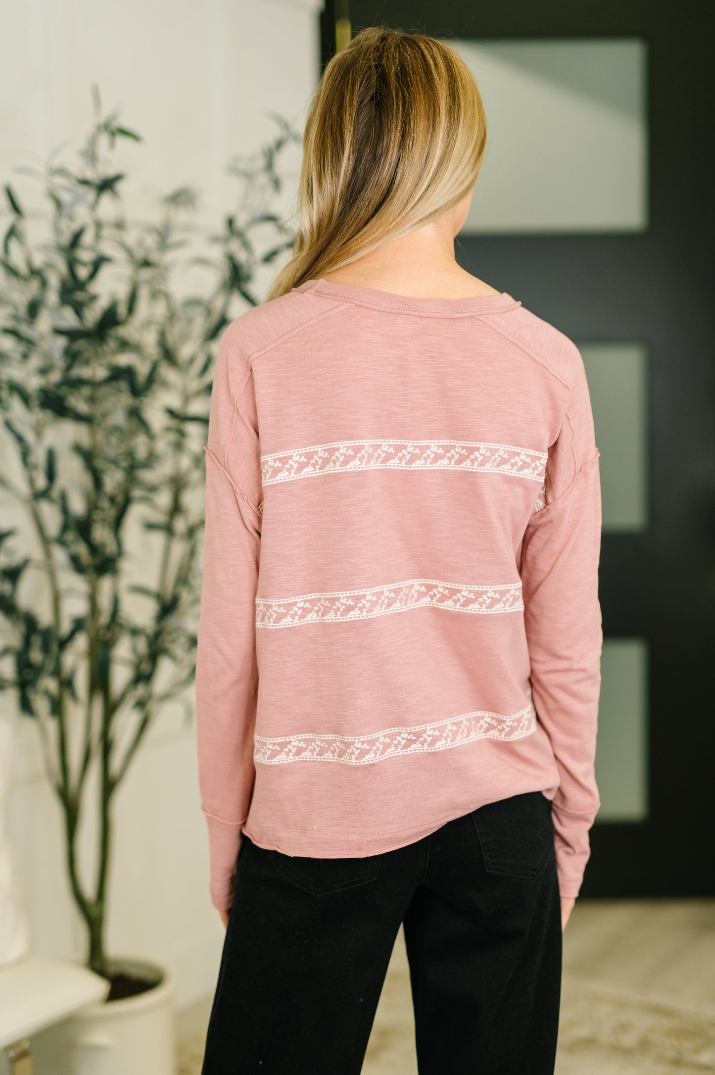Down to Every Detail Drop Shoulder Long Sleeve in Dusty Rose -DS