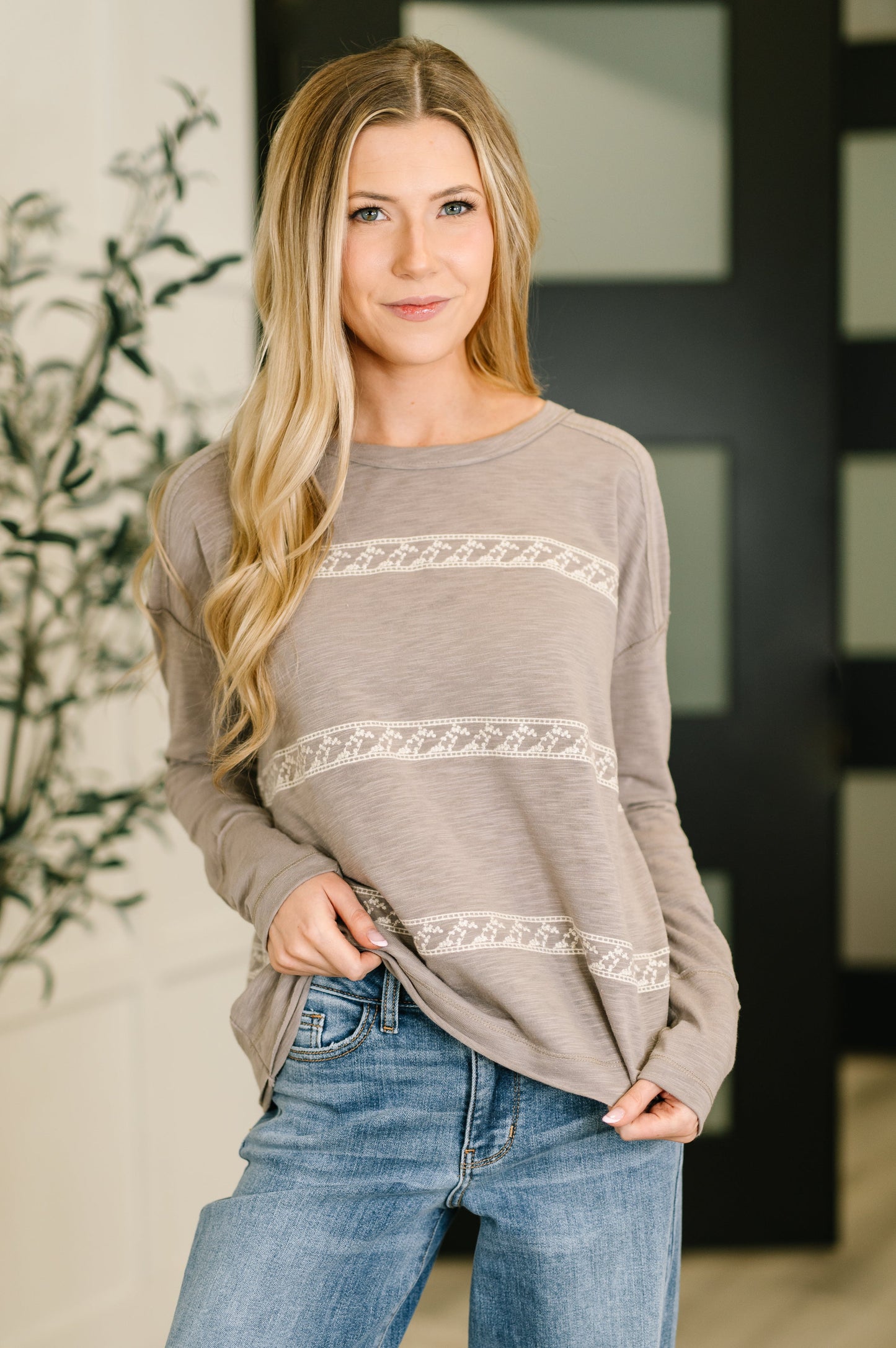 Down to Every Detail Drop Shoulder Long Sleeve in Stone Taupe -DS