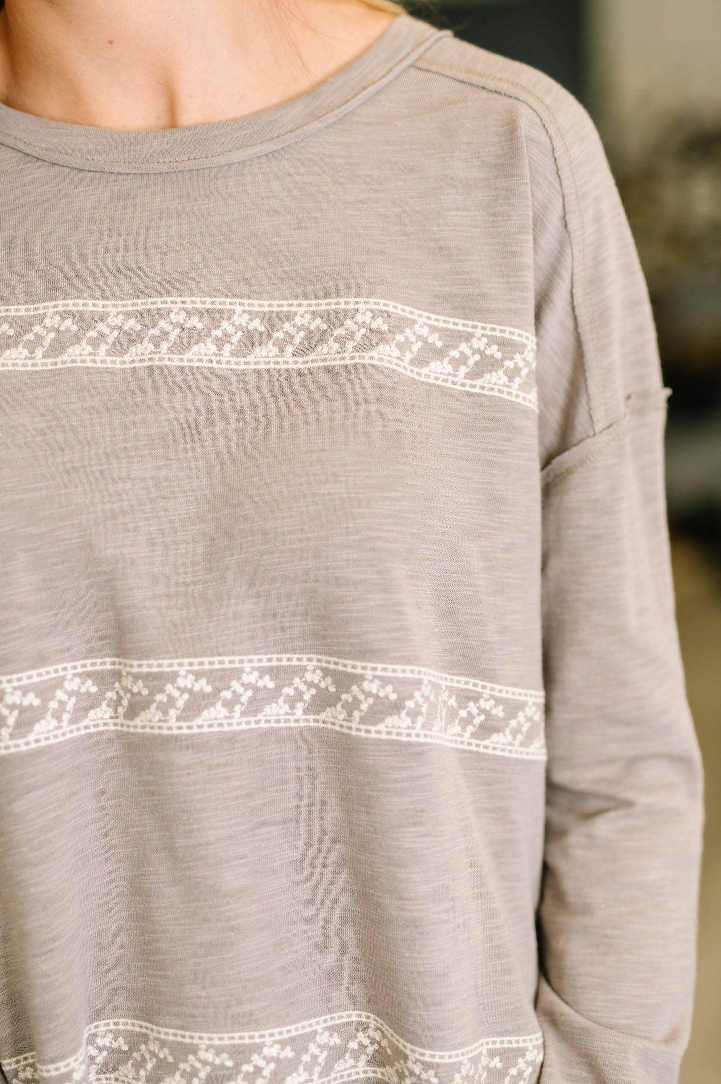 Down to Every Detail Drop Shoulder Long Sleeve in Stone Taupe -DS