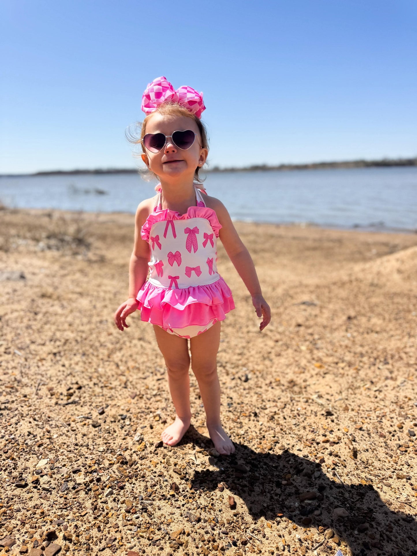Pink Bows Ruffled Swim Suit -DS