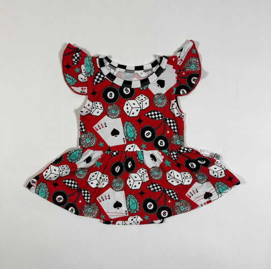 Wild Card Bamboo Skirted Romper -DS
