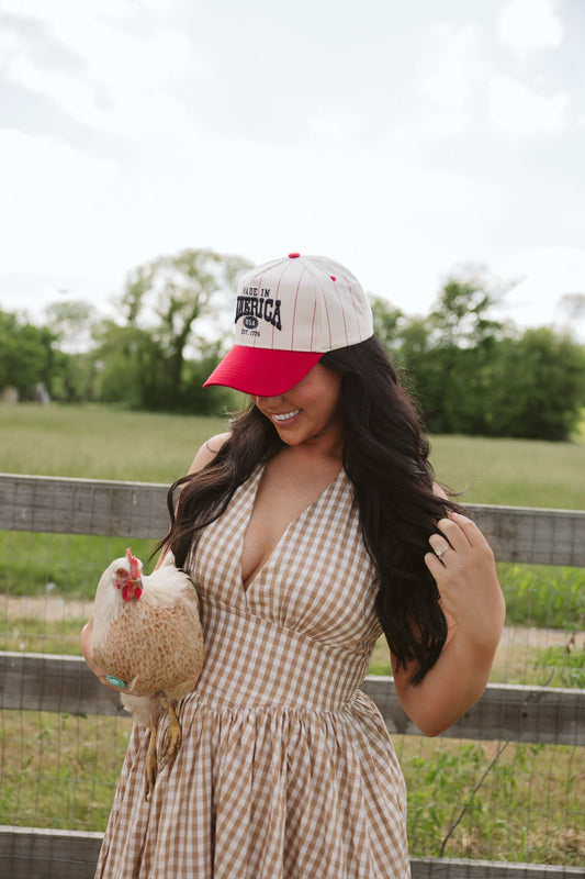 Made in America - Red Stripe Vintage Trucker Hat -DS