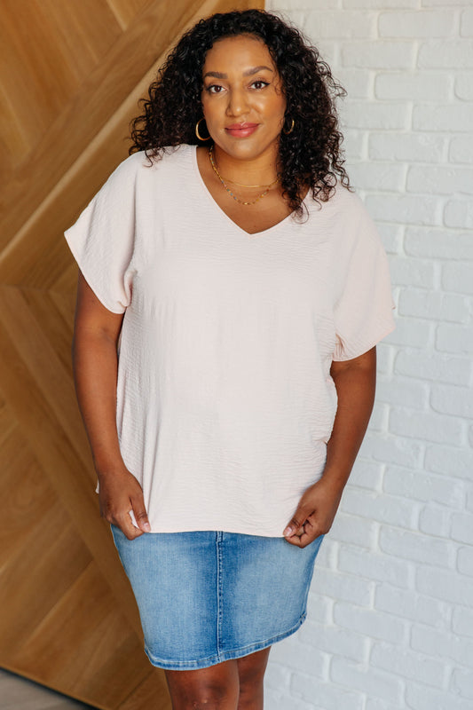Frequently Asked Questions V-Neck Top in Blush -DS