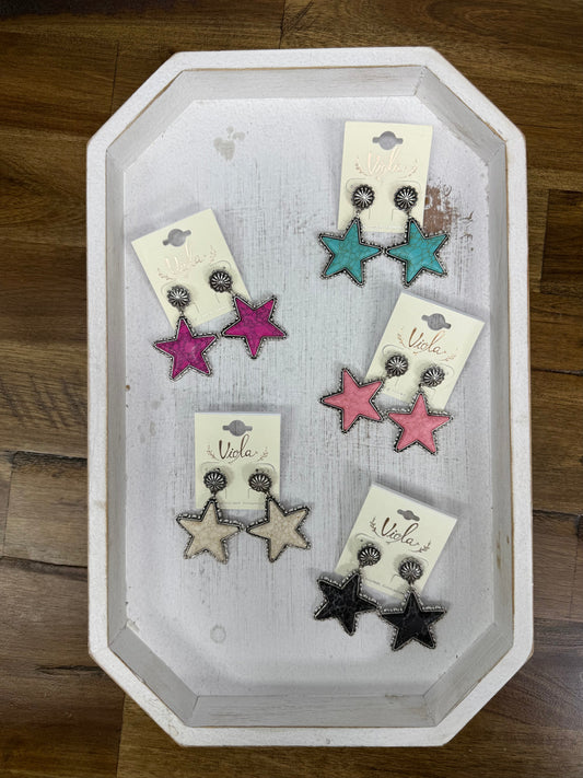 Western Star Earrings (5 colors) -DS