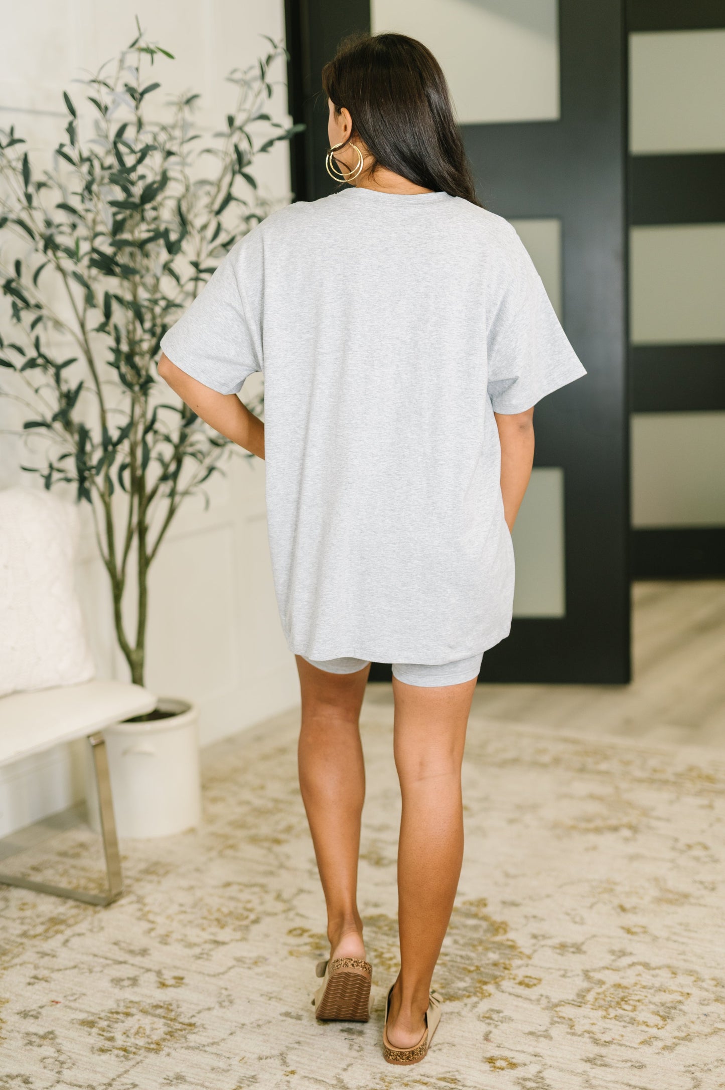 Going Far Top and Biker Short Set in H Grey -DS