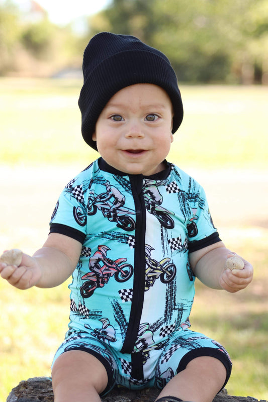 Dirt bike Bamboo Shortie Romper -DS