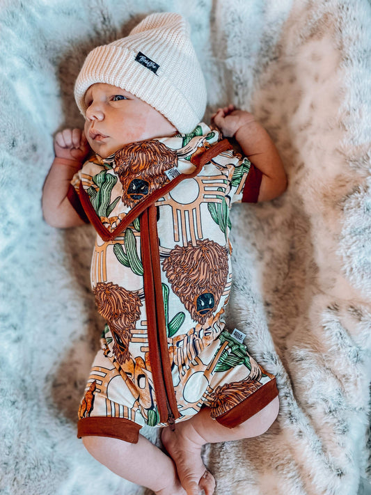 Cowboy Bamboo Shortie Romper -DS