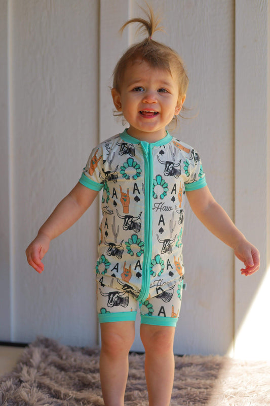Yeehaw Bamboo Shortie Romper -DS