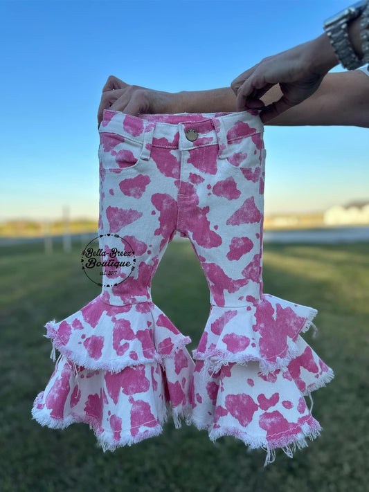 Pink Cow Print Rodeo Queen Jeans -DS
