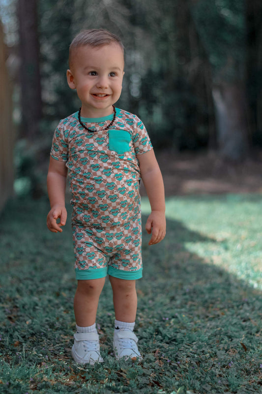 Checkered Mama's Boy Bamboo Short Set -DS