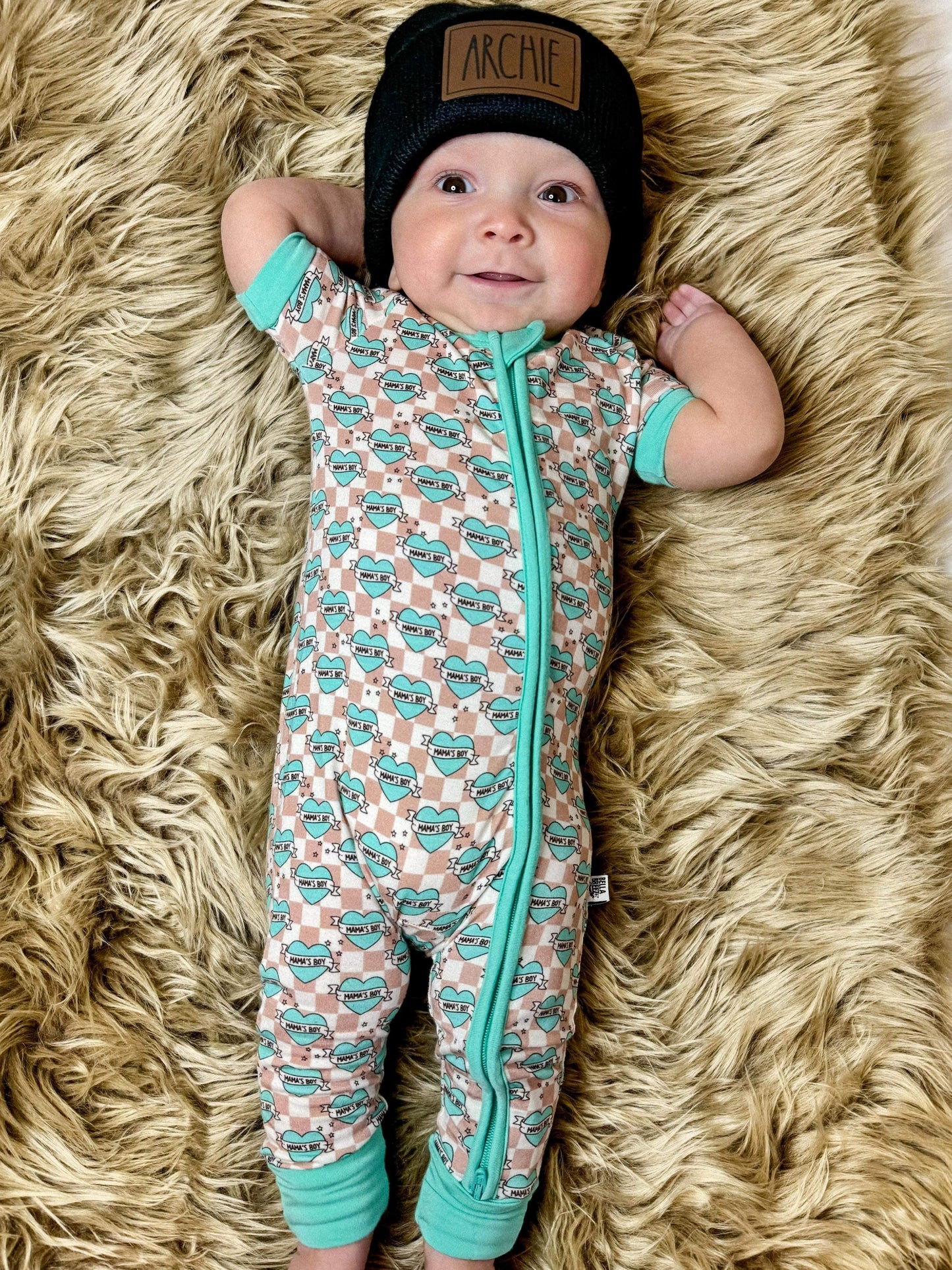Checkered Mama's Boy Short Sleeve Bamboo Sleeper -DS