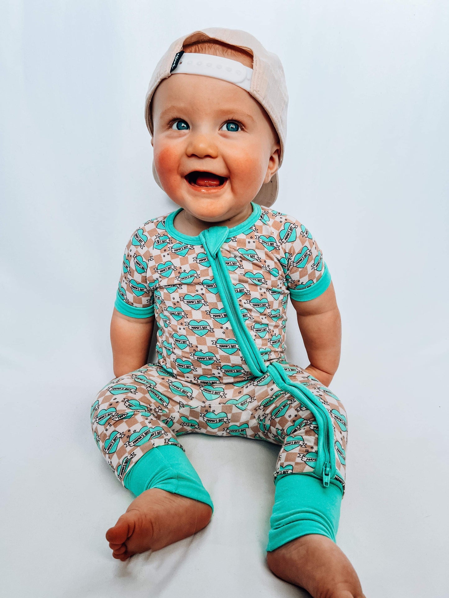 Checkered Mama's Boy Short Sleeve Bamboo Sleeper -DS