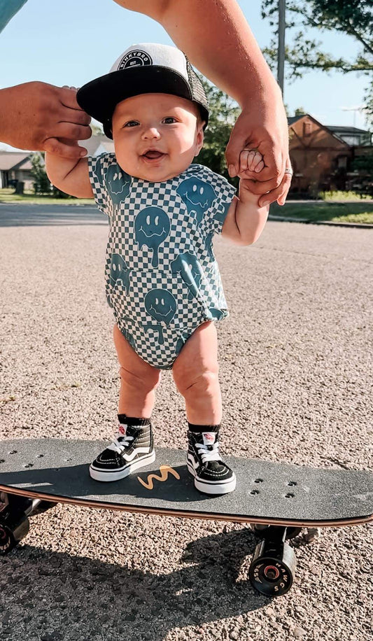 Blue Smiles Bamboo Romper -DS