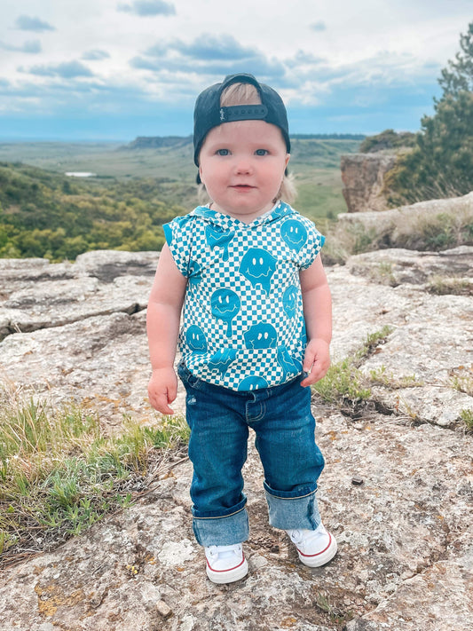 Blue Smiles Bamboo Romper -DS