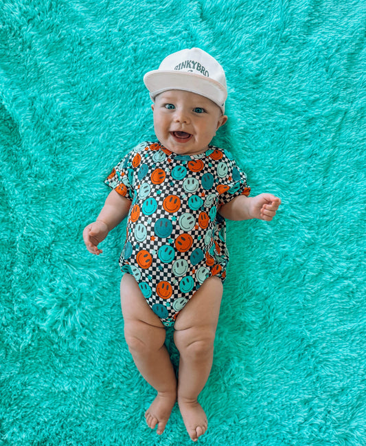 Happy Checks Oversized Bamboo Romper -DS