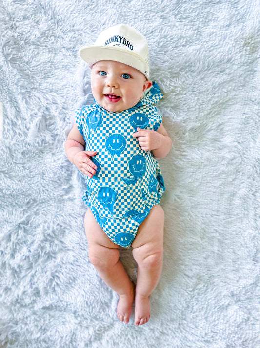 Blue Smiles Bamboo Romper -DS