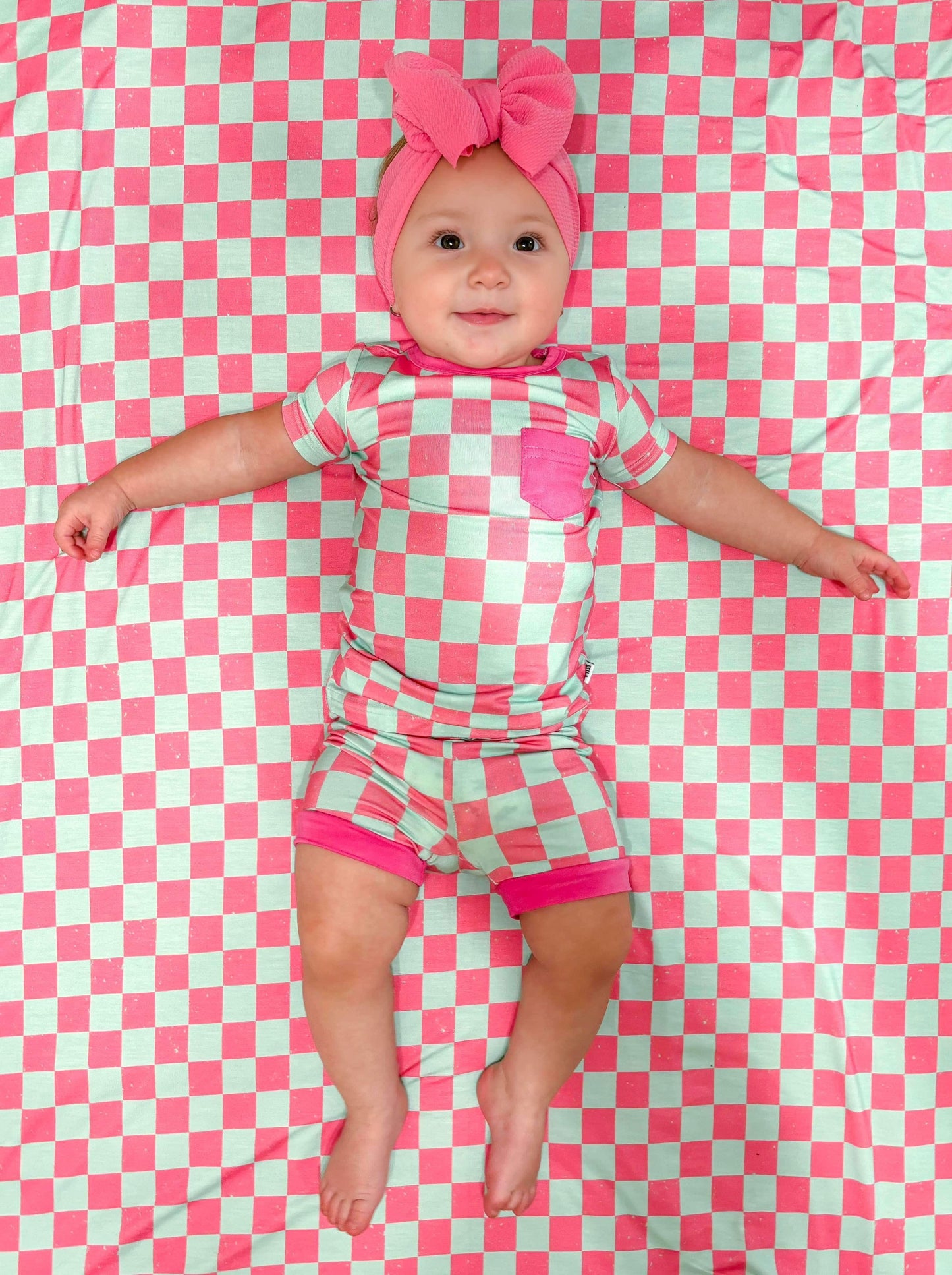 Bubblegum Checks Bamboo Short Set -DS