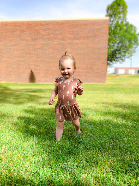 Rust Bolts Bamboo Skirted Romper -DS