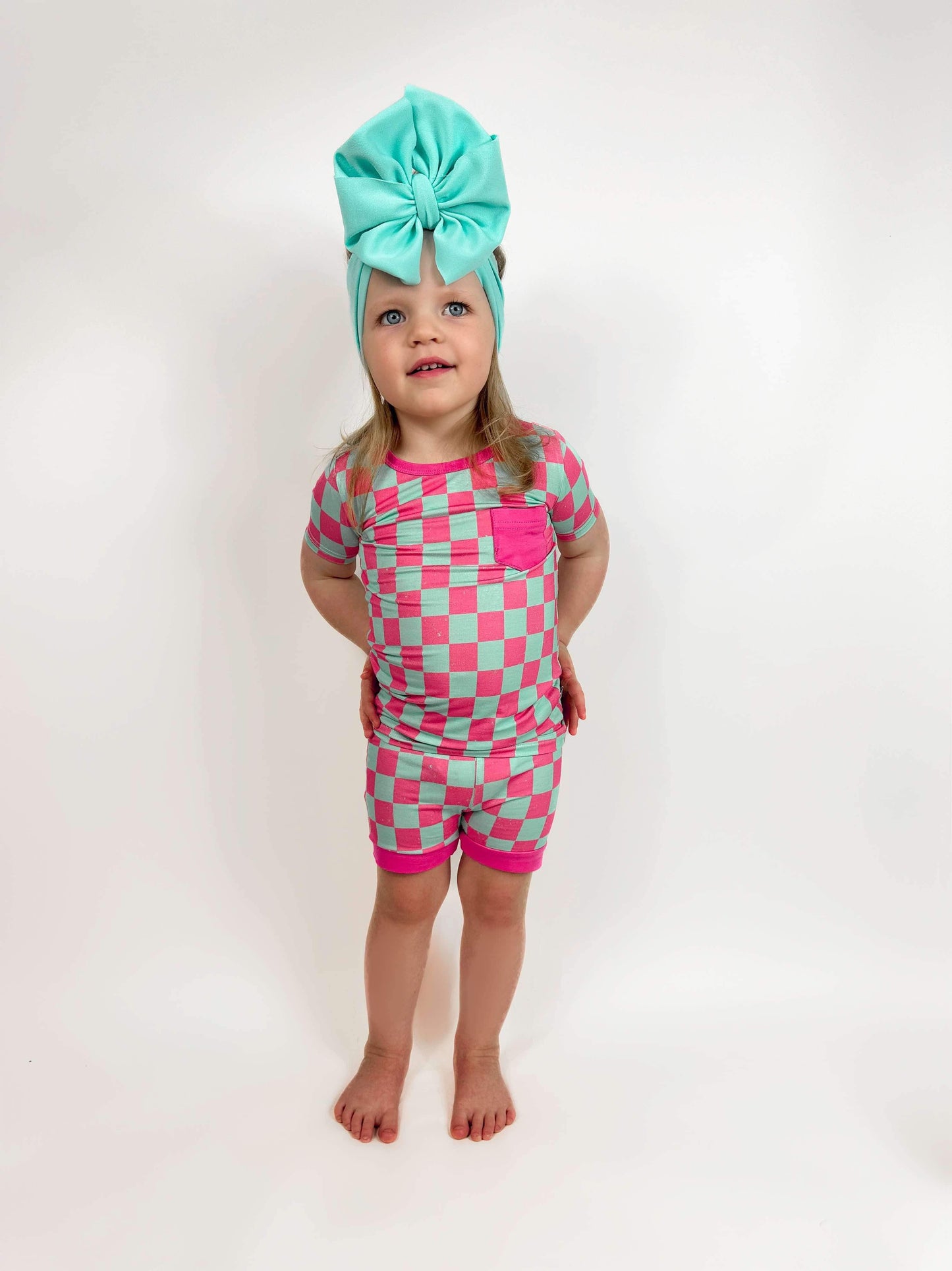 Bubblegum Checks Bamboo Short Set -DS
