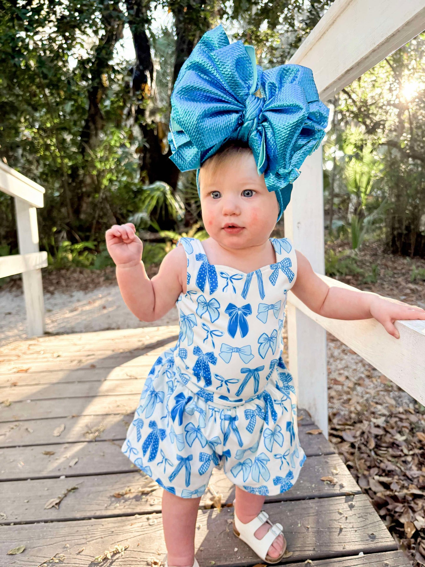 Blue Tide Bows Yoga Short Set -DS