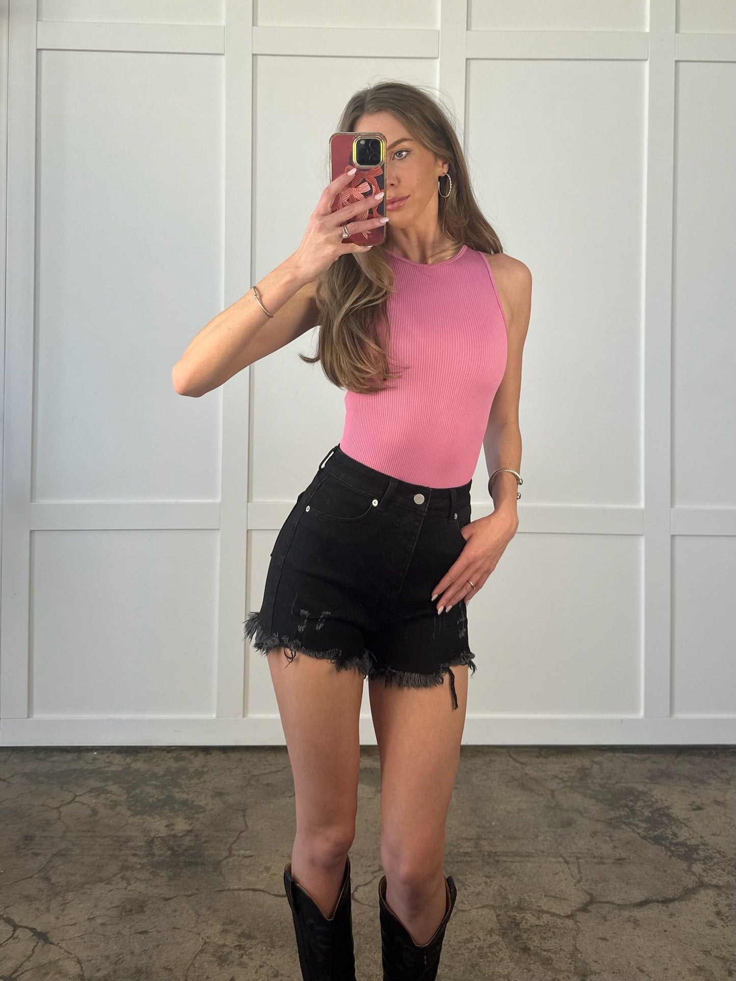 On The Go Distressed Shorts - Black- DS