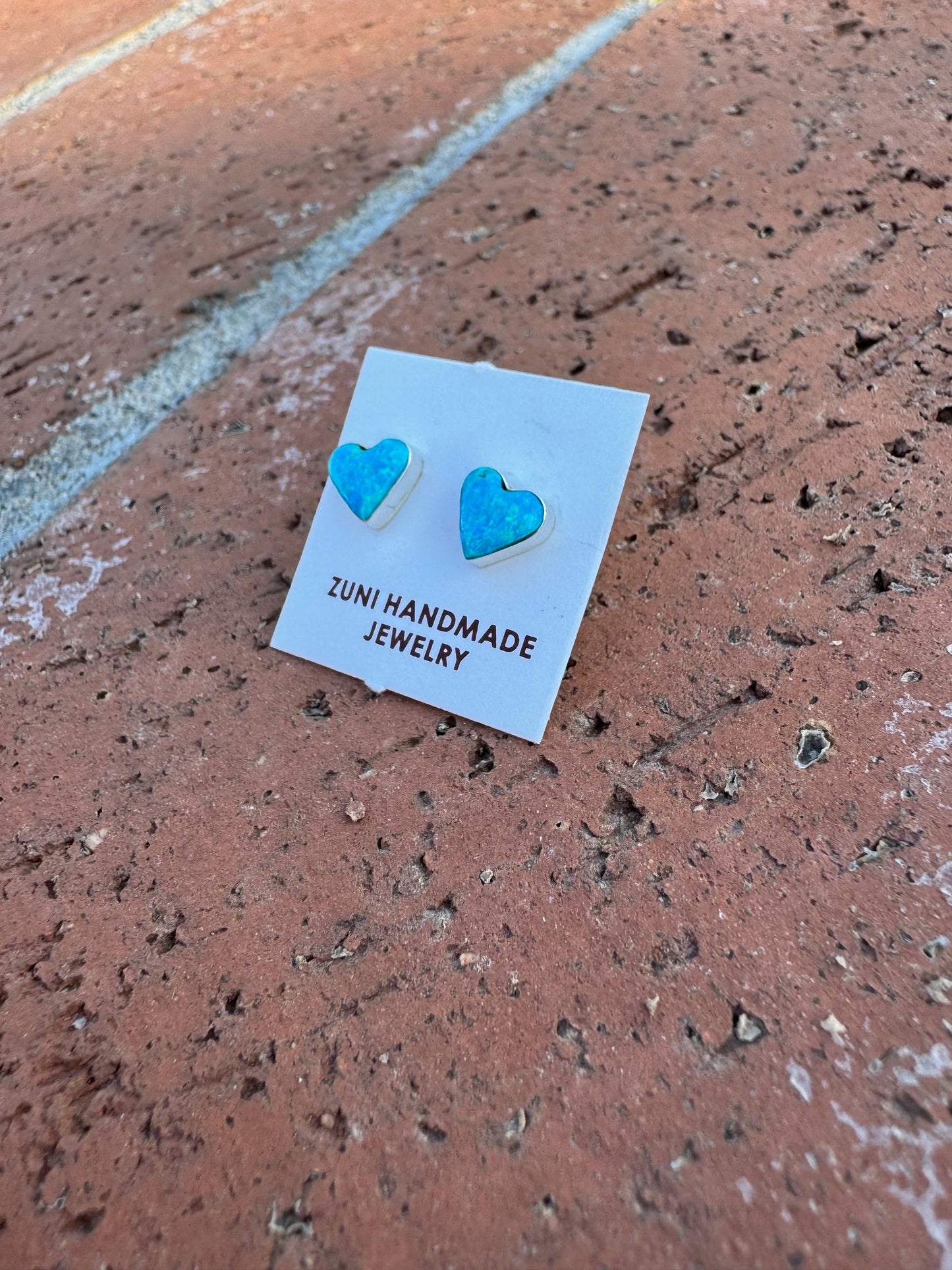 Handcrafted Sterling Silver & Blue Opal Stud Heart Earrings -DS