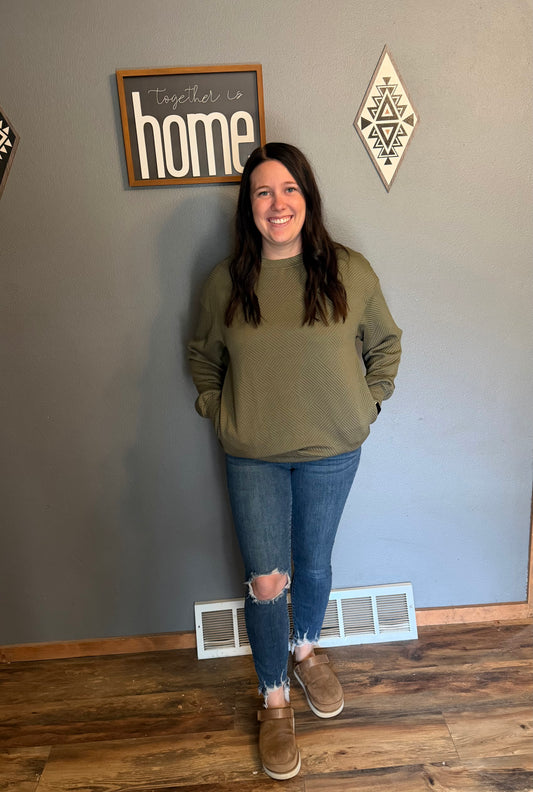 Textured Pullover W/Pockets -RTS