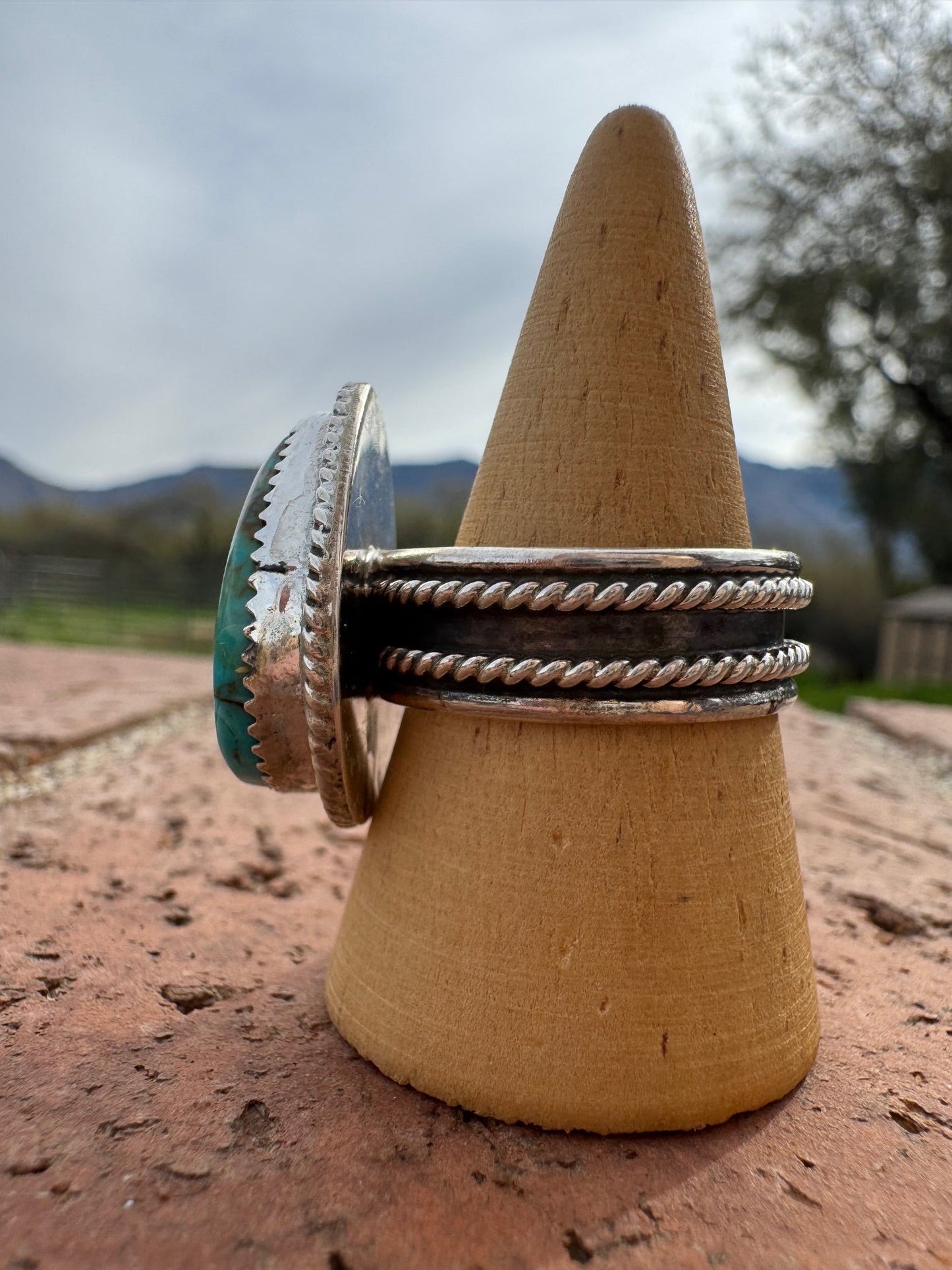 Handcrafted Teardrop Kingman Turquoise & Sterling Silver Ring -DS