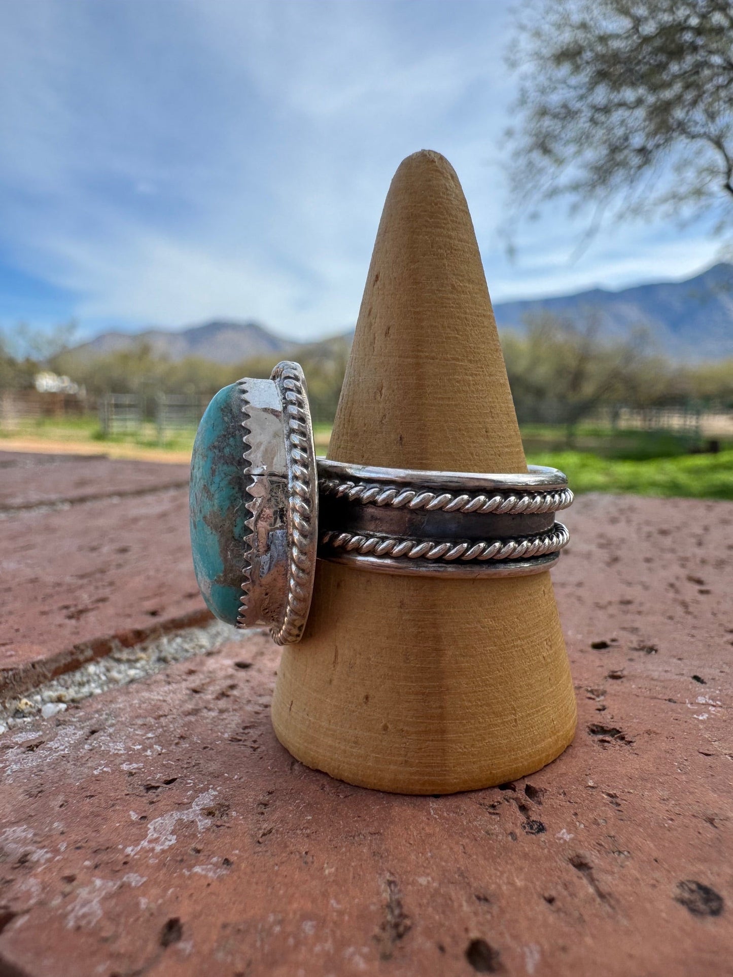 Handcrafted Teardrop Kingman Turquoise & Sterling Silver Ring -DS