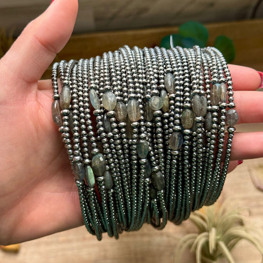 Sterling Silver Pearl & Labradorite Necklace – 16” -DS