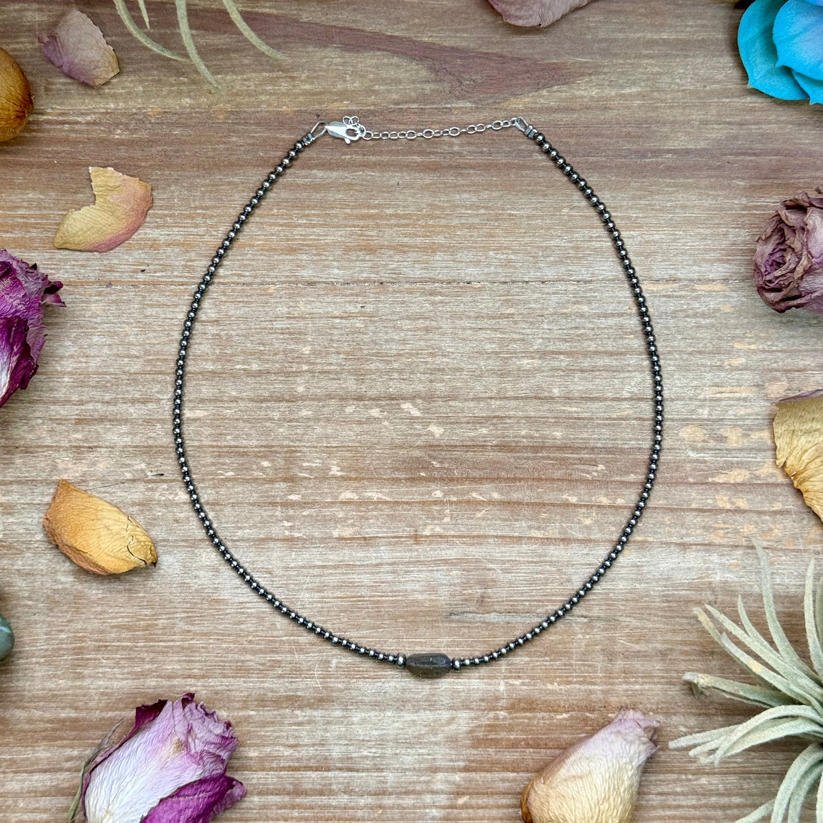 Sterling Silver Pearl & Labradorite Necklace – 16” -DS