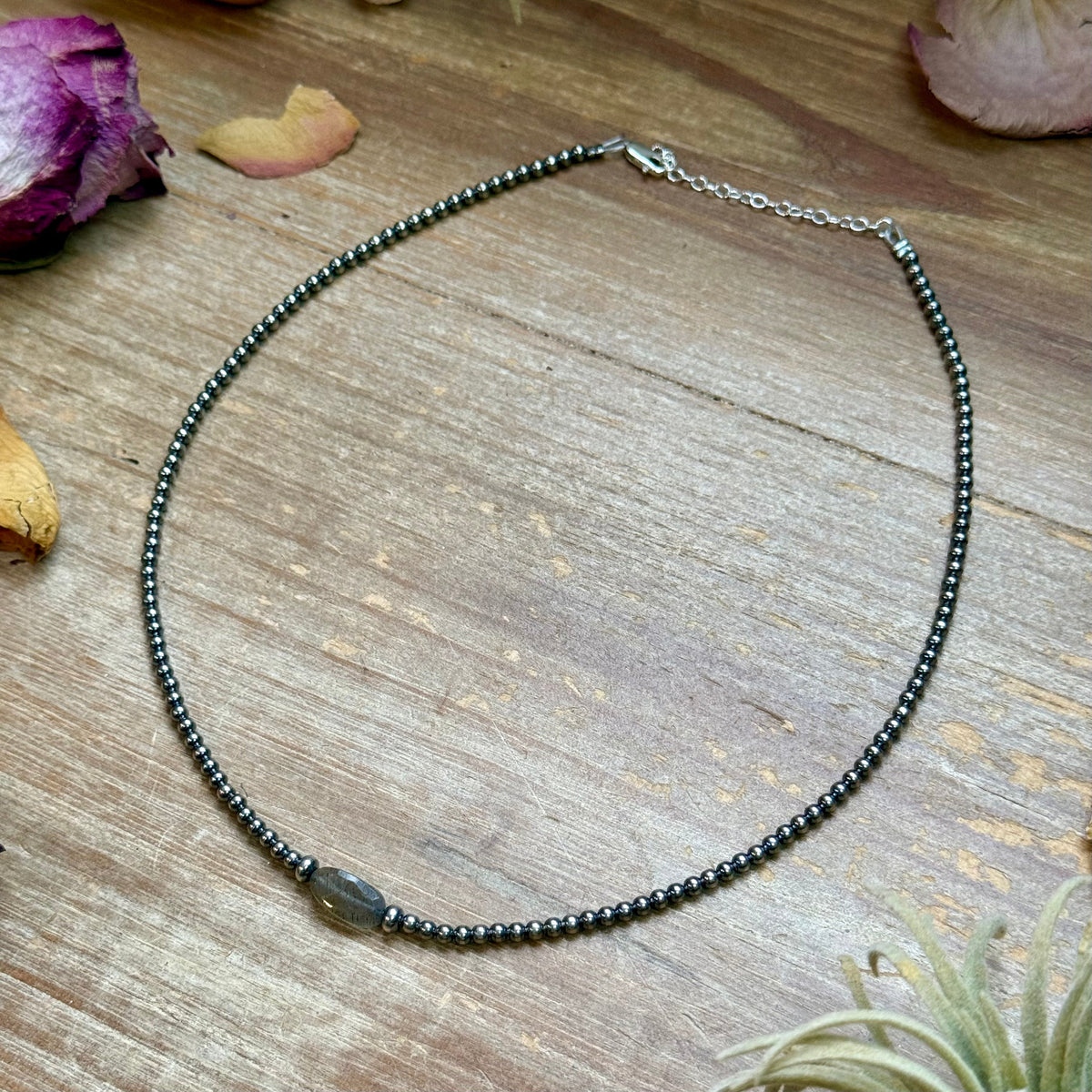 Sterling Silver Pearl & Labradorite Necklace – 16” -DS