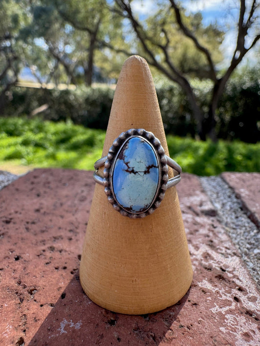 Handcrafted Oval Golden Hills Turquoise & Sterling Silver Ring -DS