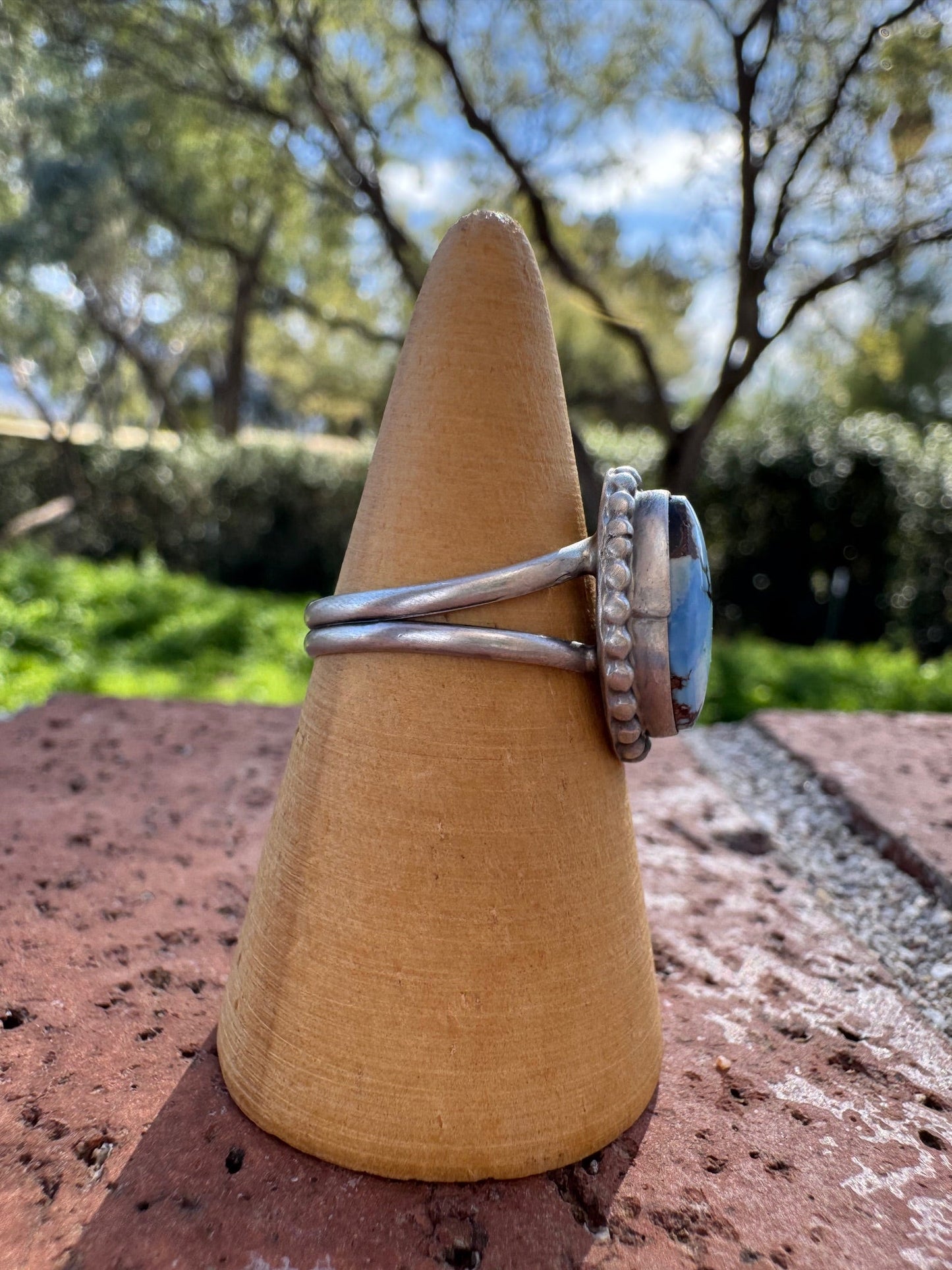 Handcrafted Oval Golden Hills Turquoise & Sterling Silver Ring -DS