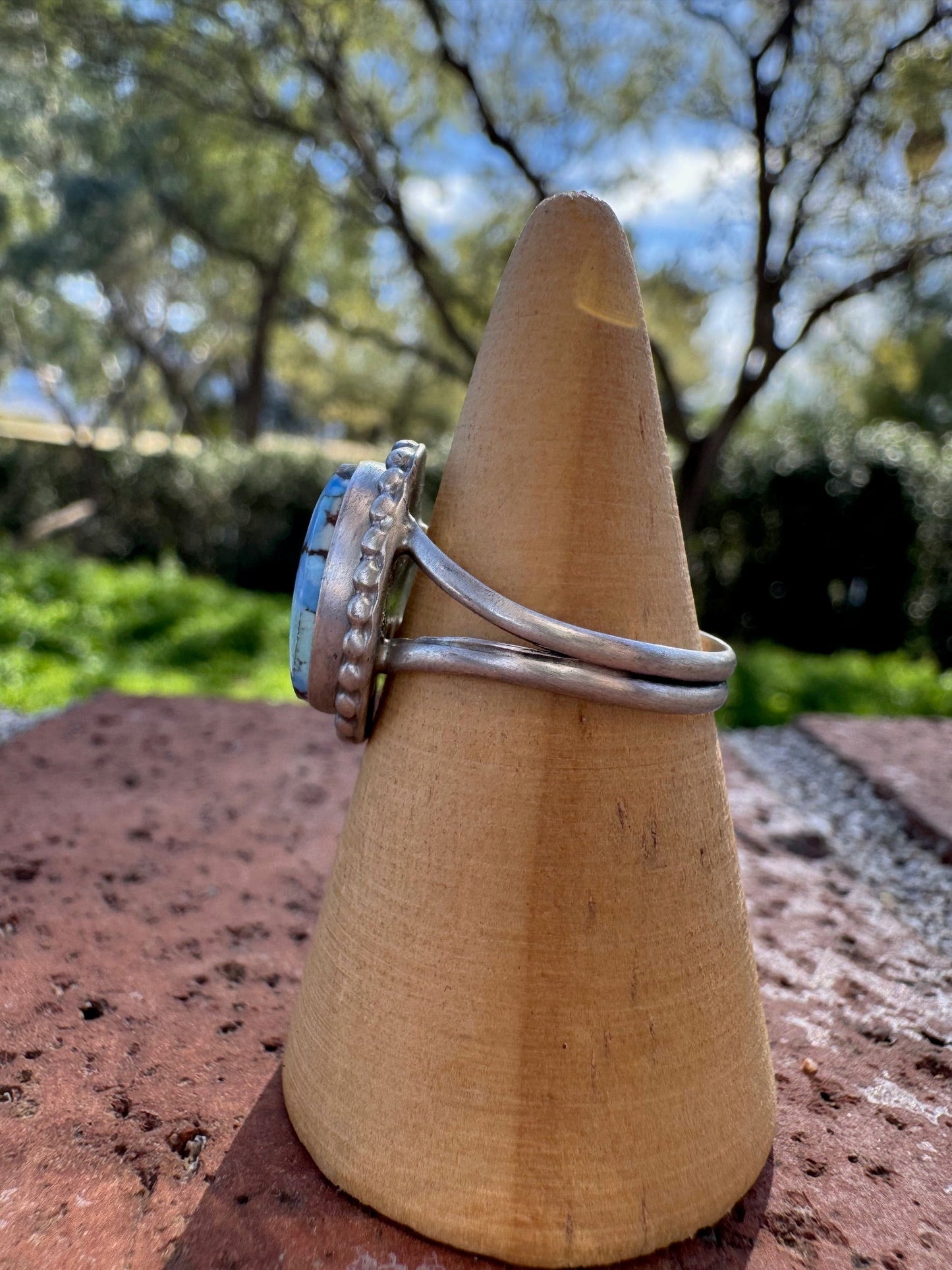 Handcrafted Oval Golden Hills Turquoise & Sterling Silver Ring -DS