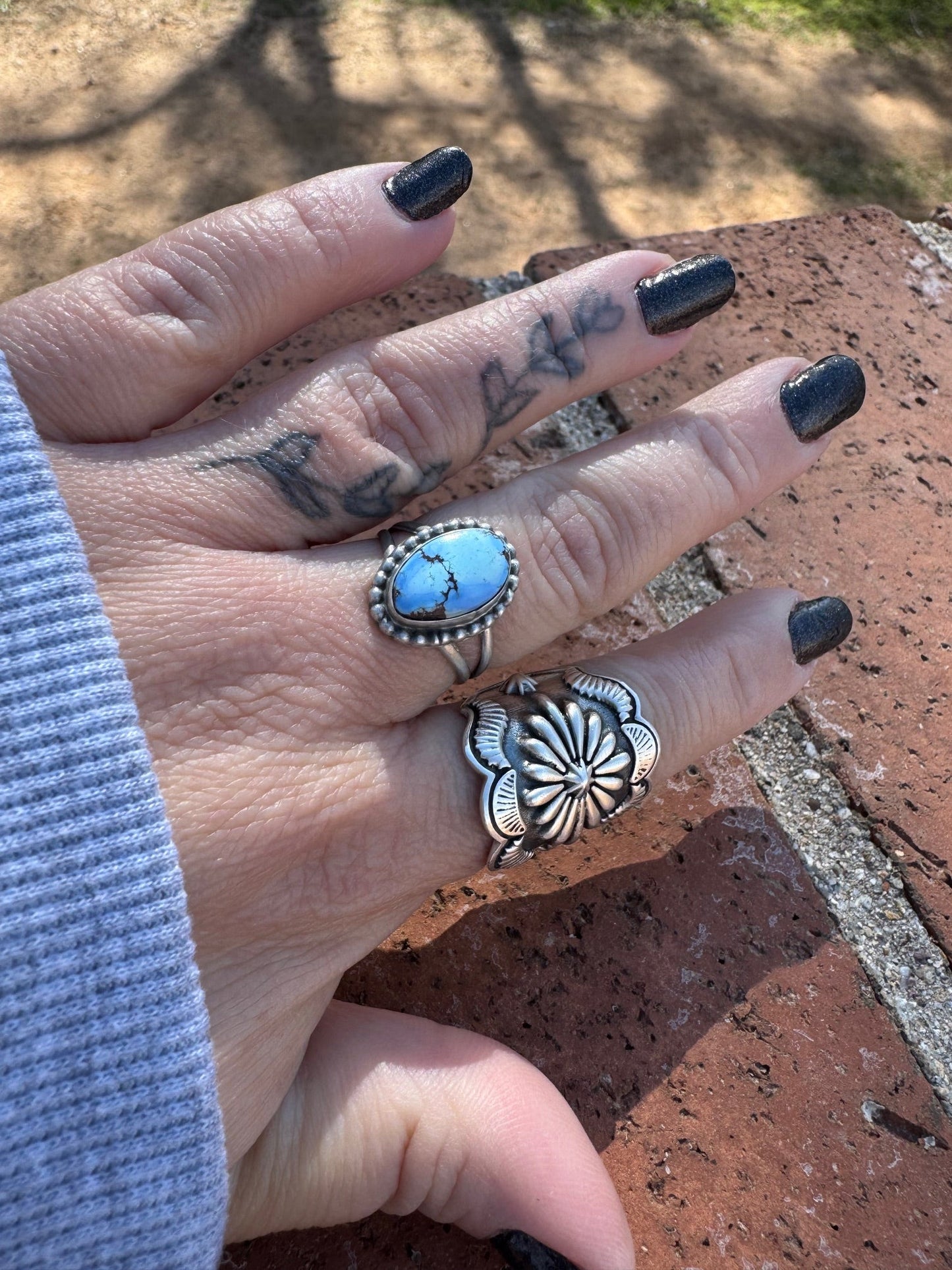 Handcrafted Oval Golden Hills Turquoise & Sterling Silver Ring -DS