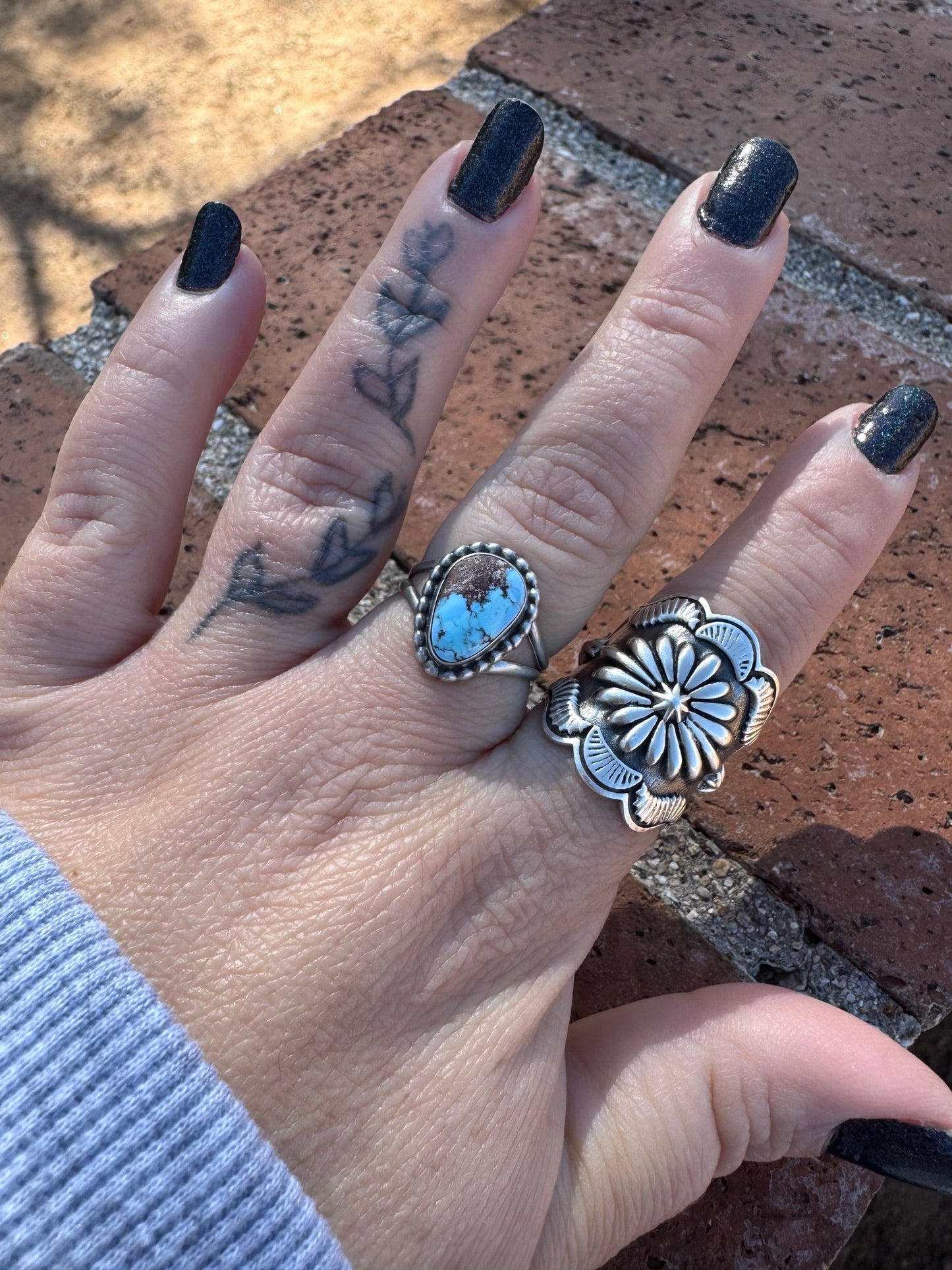 Handcrafted Teardrop Golden Hills Turquoise & Sterling Silver Ring -DS