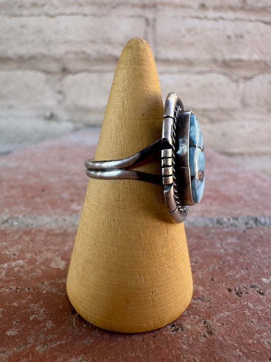 Handcrafted Teardrop Golden Hills Turquoise & Sterling Silver Ring size 6.5 -DS