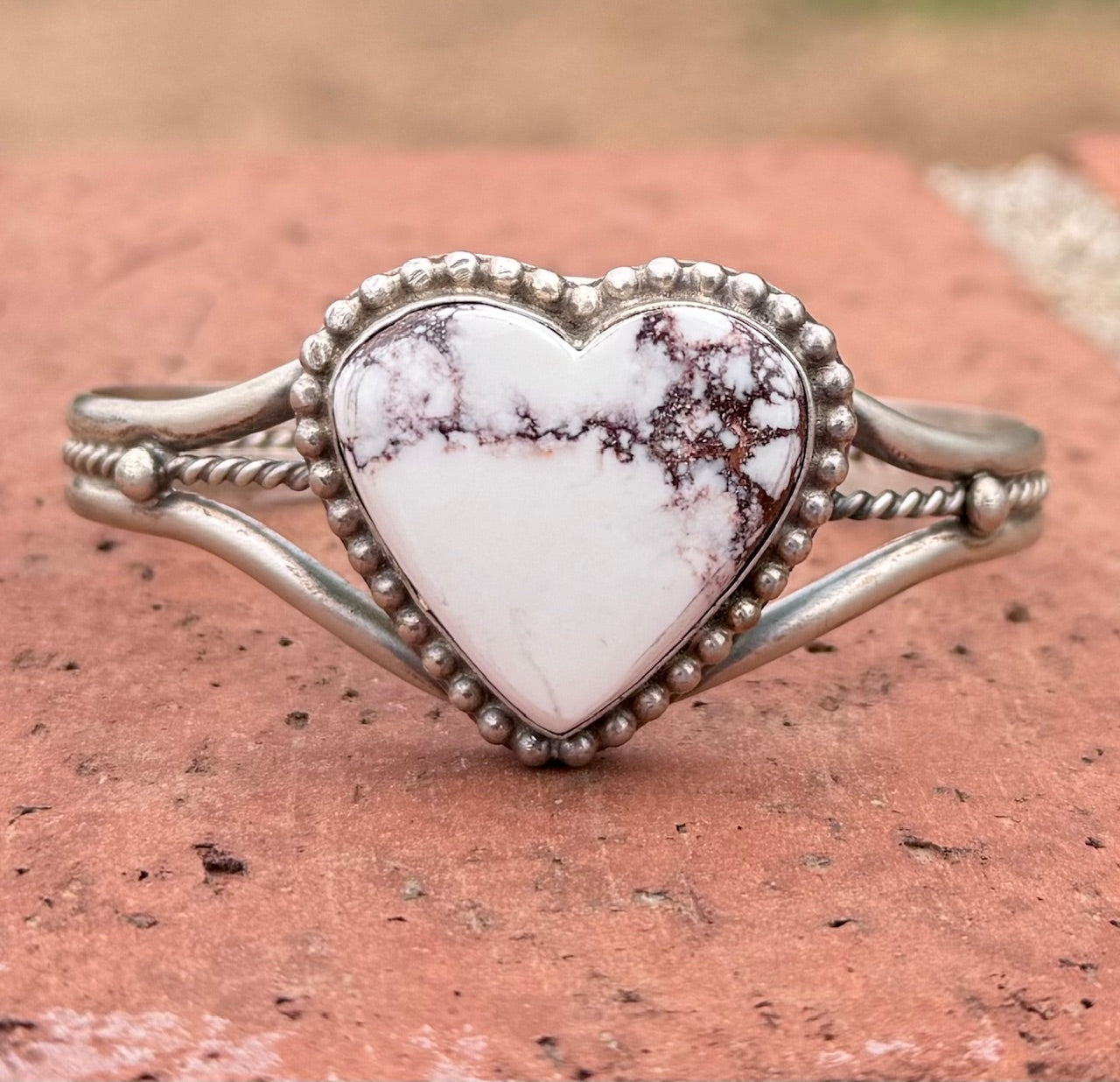 Handcrafted Sterling Silver Wild Horse Cuff Heart Bracelet by Samson Edsity -DS