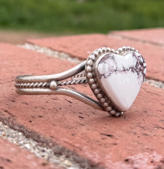 Handcrafted Sterling Silver Wild Horse Cuff Heart Bracelet by Samson Edsity -DS