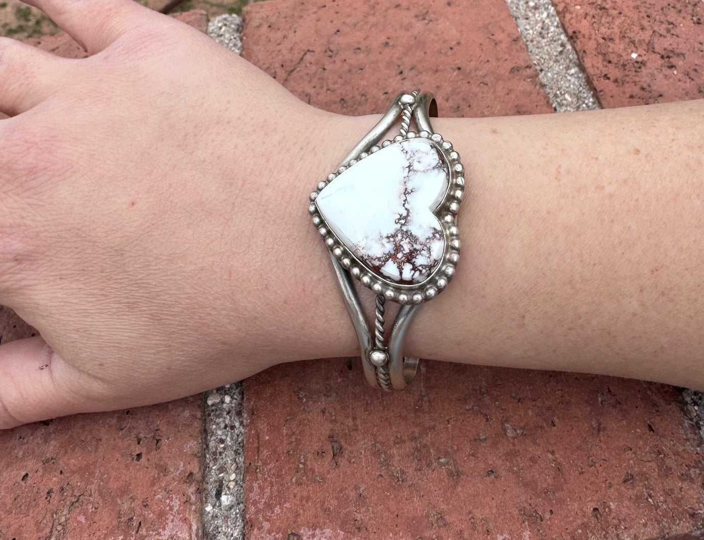 Handcrafted Sterling Silver Wild Horse Cuff Heart Bracelet by Samson Edsity -DS
