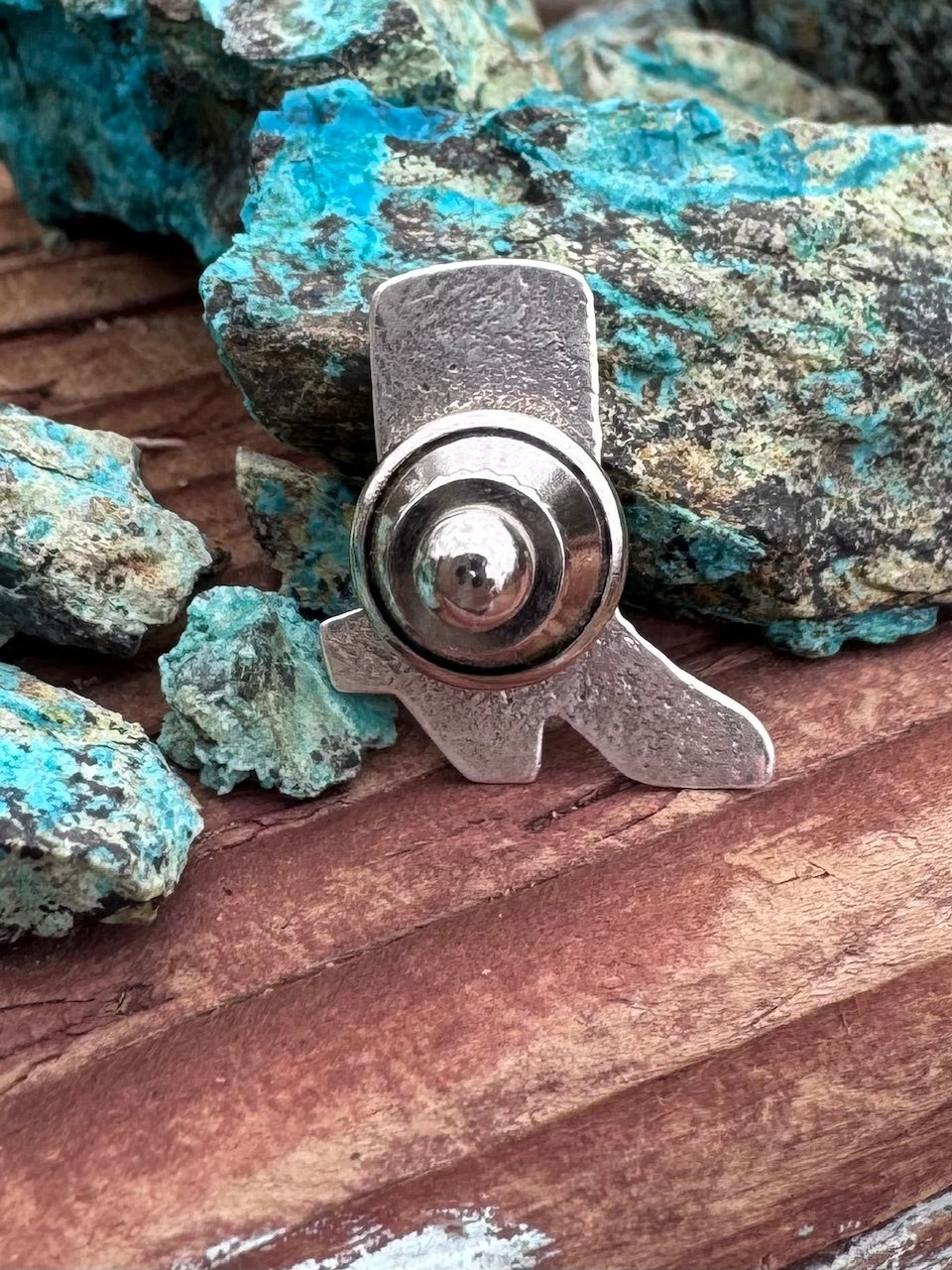Handcrafted Sterling Silver & Turquoise Cowboy Boot Hat Pin -DS