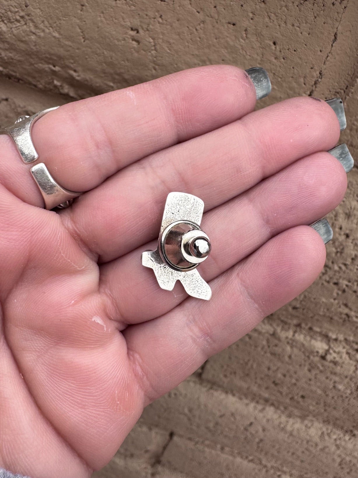 Handcrafted Sterling Silver & Turquoise Cowboy Boot Hat Pin -DS