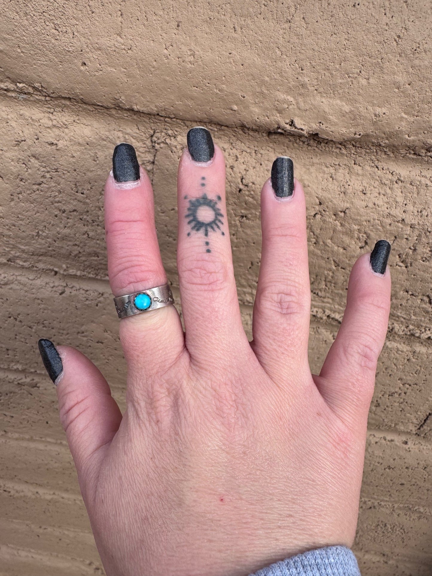 Handcrafted Sterling Silver Kingman Turquoise Band Ring size 5.5 -DS