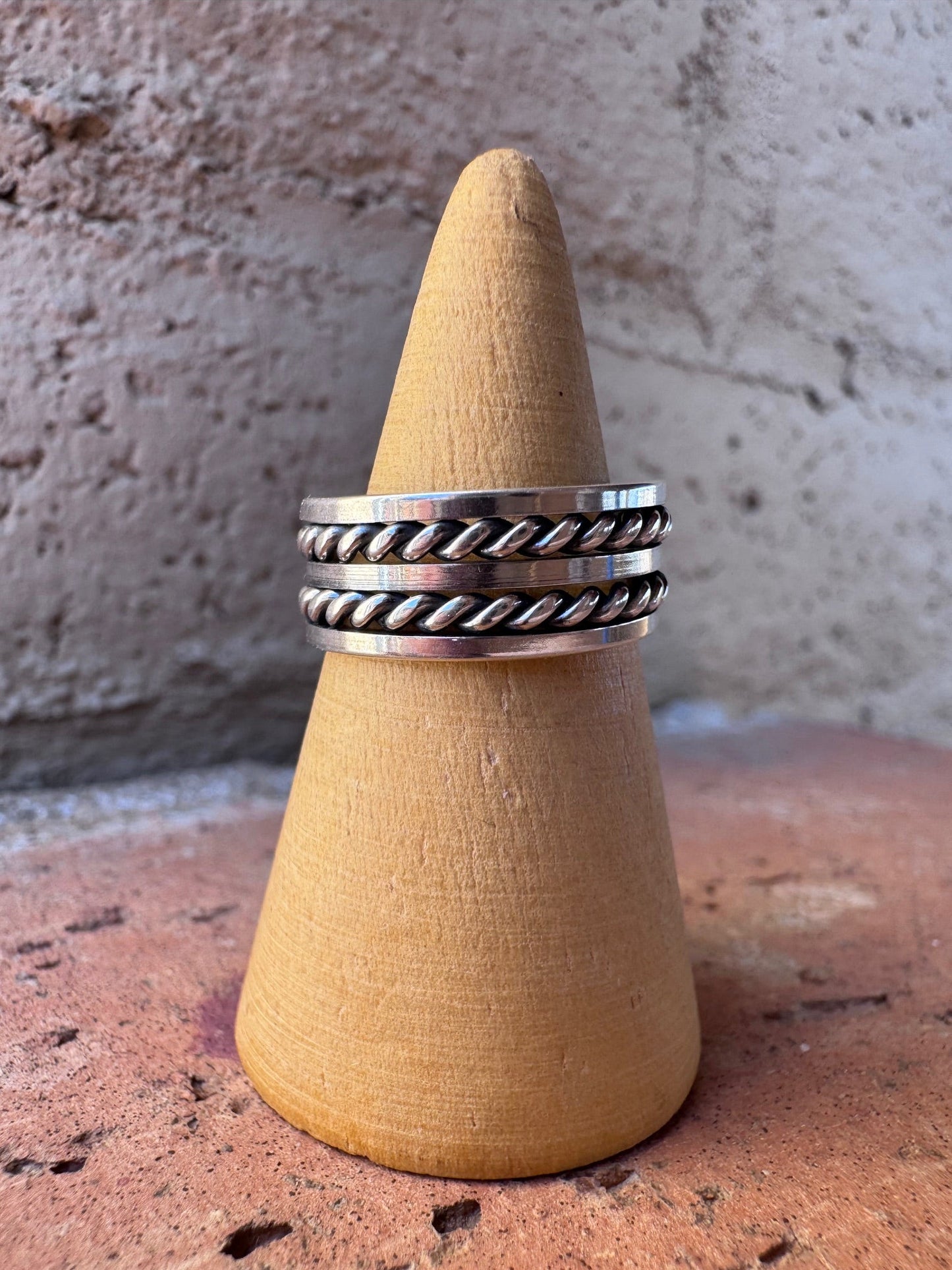 Handcrafted Black Onyx & Sterling Silver Band Ring -DS