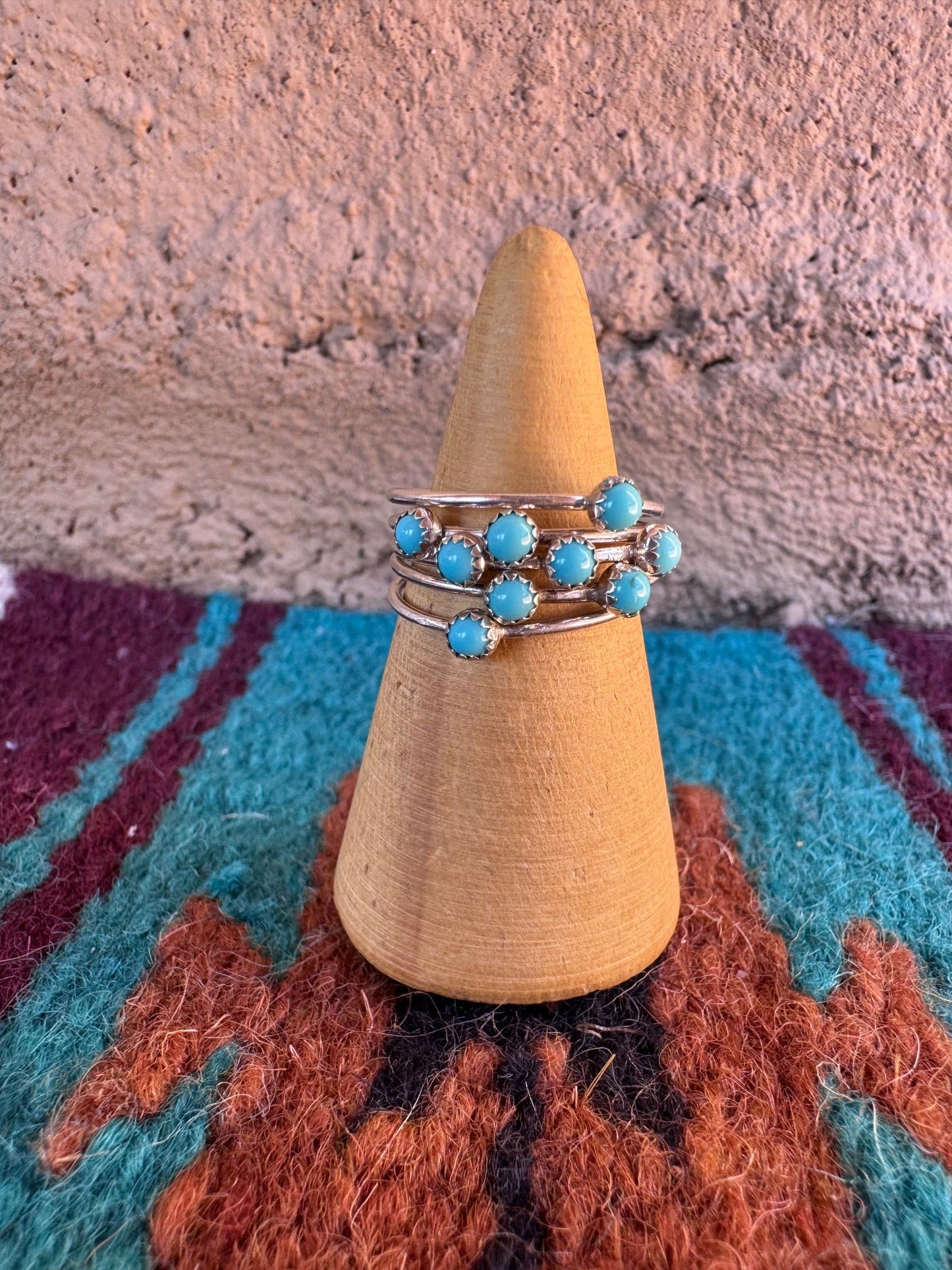 Handcrafted Sterling Silver & Turquoise 5 Stacker Ring -DS