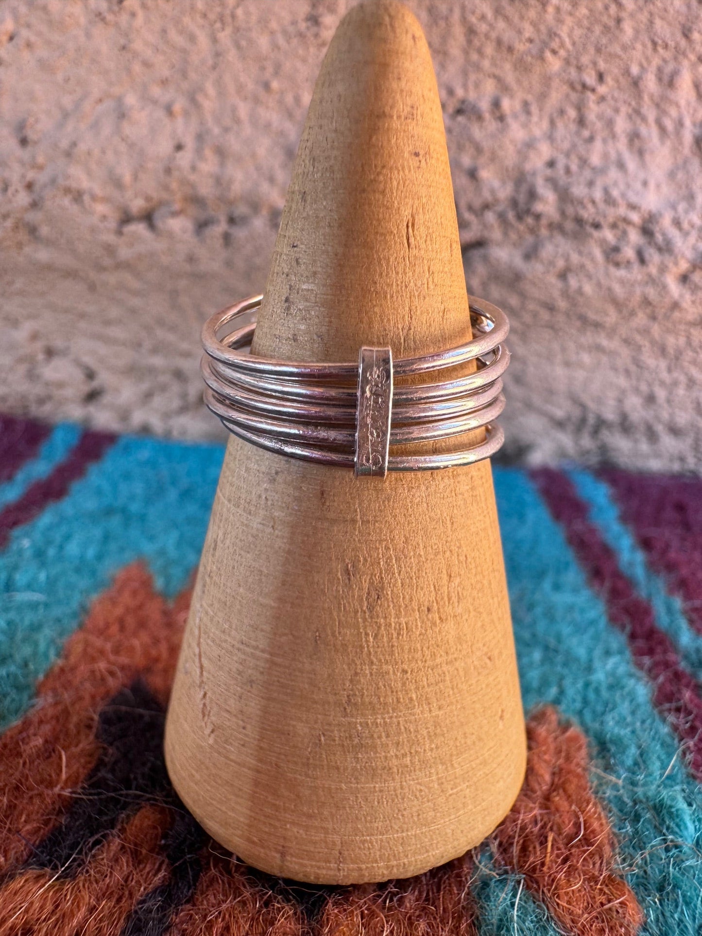 Handcrafted Sterling Silver & Turquoise 5 Stacker Ring -DS